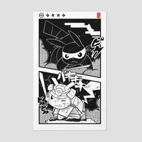 Ninjachu vs. Pikamurai 9x16 Screen Print